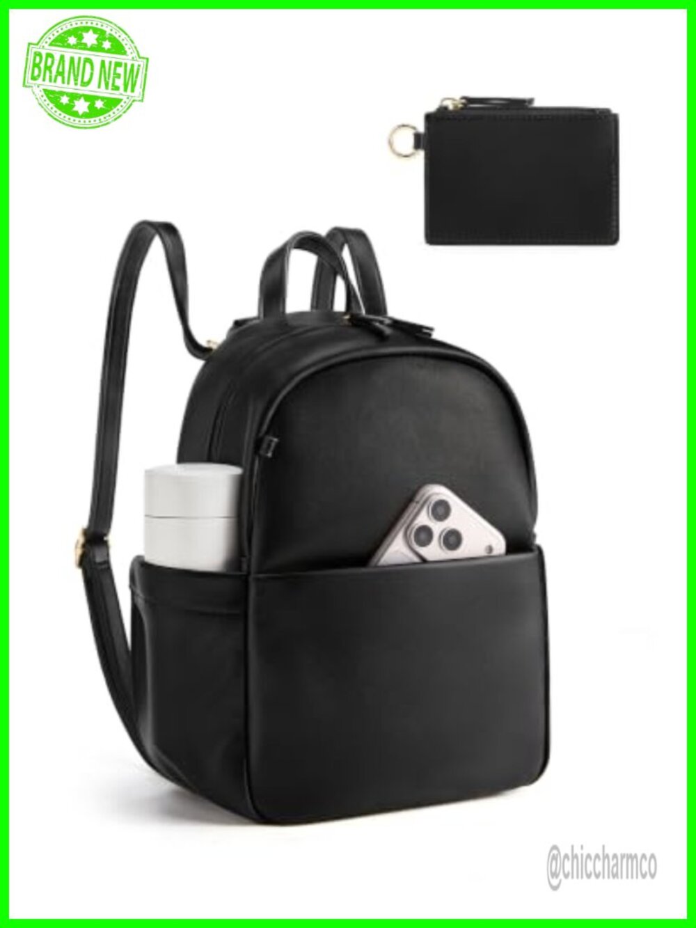 Faux Leather Mini Backpack Purse Convertible 4-Way Water Resistant Vintage